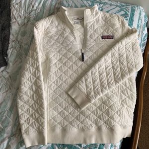 Cream Quilt Patterned Vineyard Vines Pullover